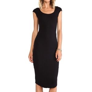Monrow Black Cap Sleeve Midi Dress Revolve